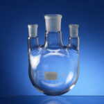 Round bottom flasks, three necks, parallel side necks